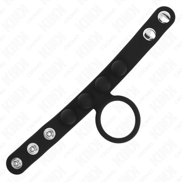 Anello per pene in pelle regolabile con chiusura a pressione 23 x2 cm